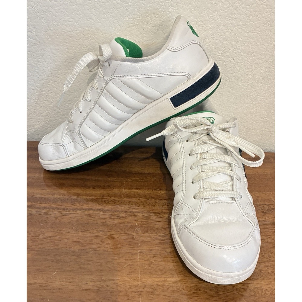 K-Swiss Womens Size 8 White Green Leather Court Tennis Shoe Casual Lifestyle Y2K